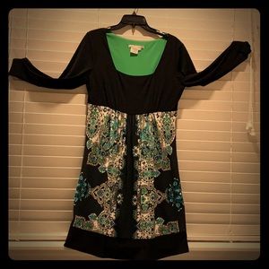 Empire waist, knee length 3/4 sleeve dress.Sz14